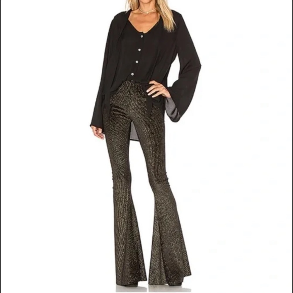 Show Me Your MuMu Black and Gold Flare Pants